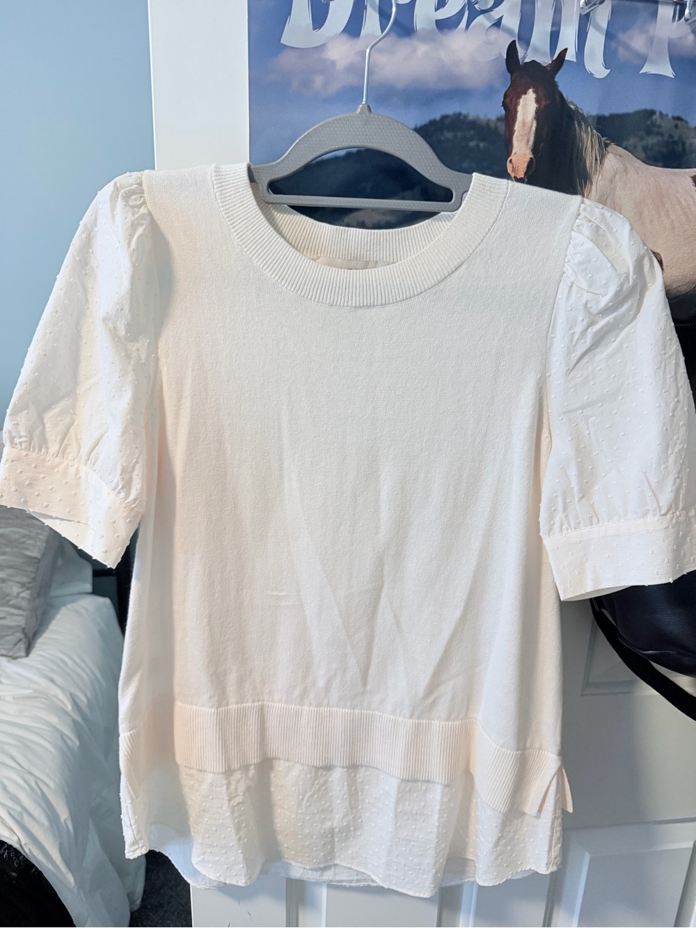 LOFT Cream Puff-Sleeve Knit Top